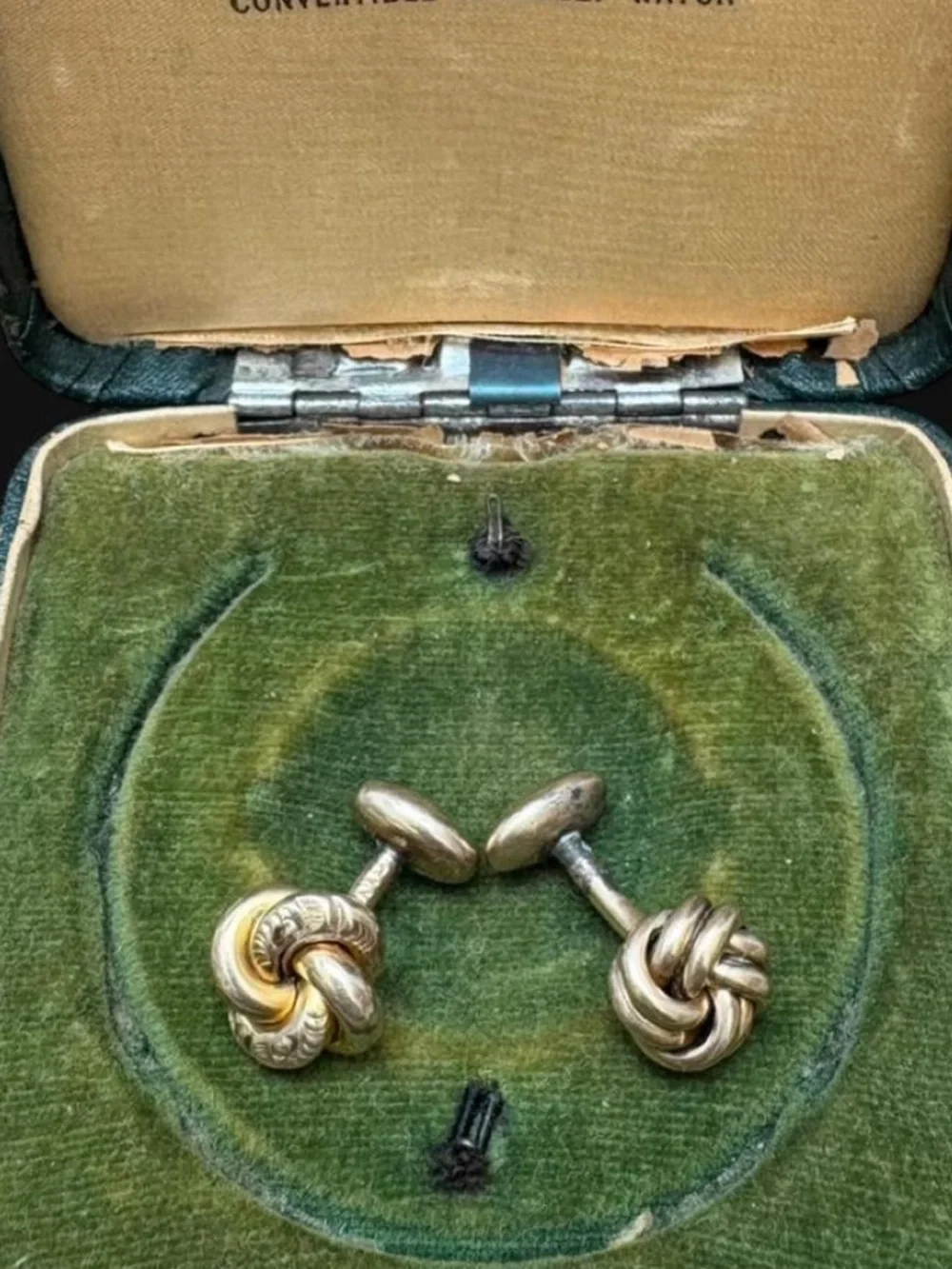 Pair of as-is gold knot vintage cuff links